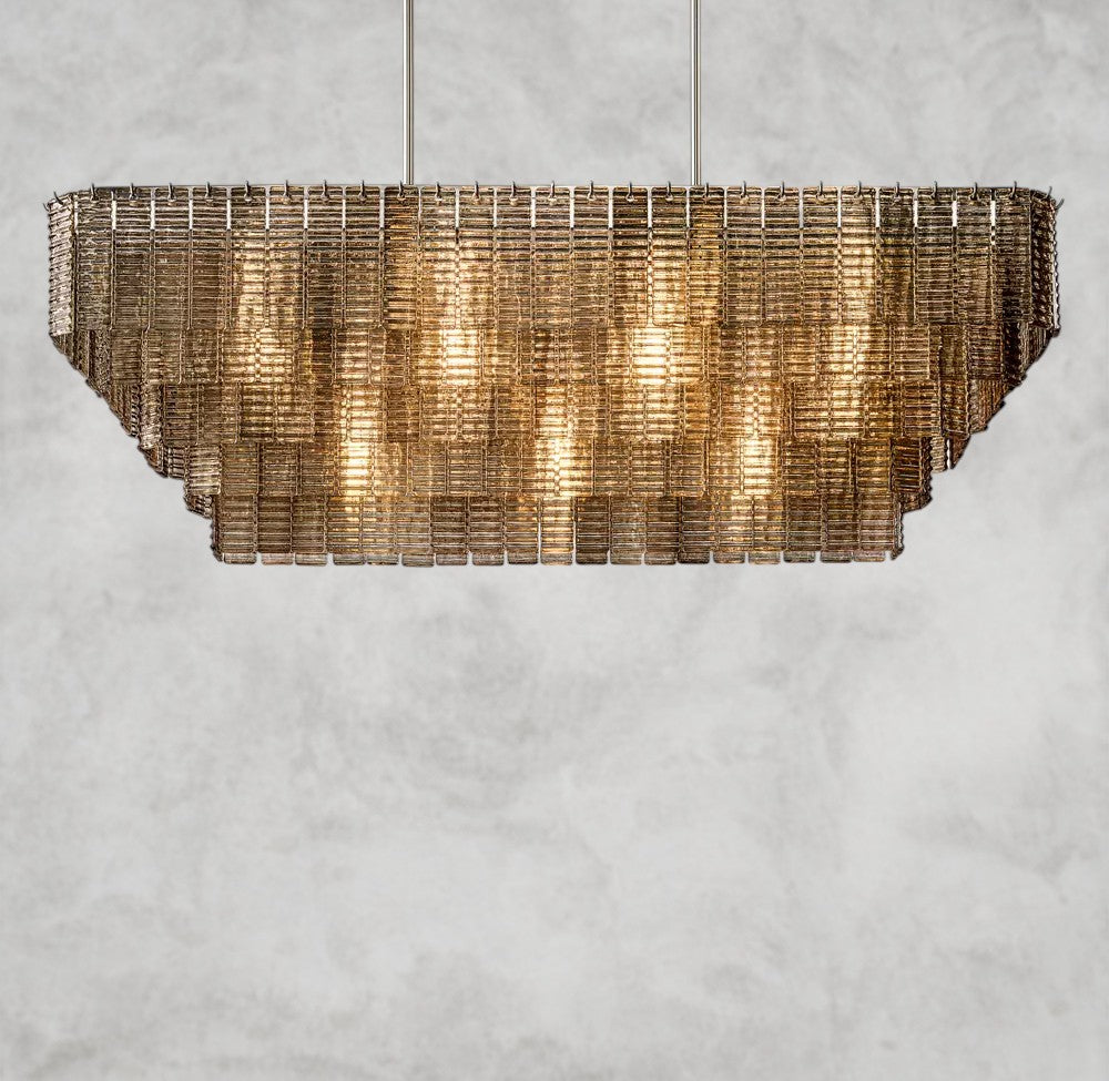 Sirene Smoke Glass Rectangular Chandelier 59", 77"